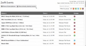 The ZwiftHacks event list is live…