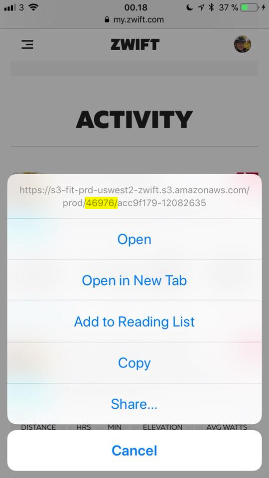 How to find your Zwift ID on an iOS device