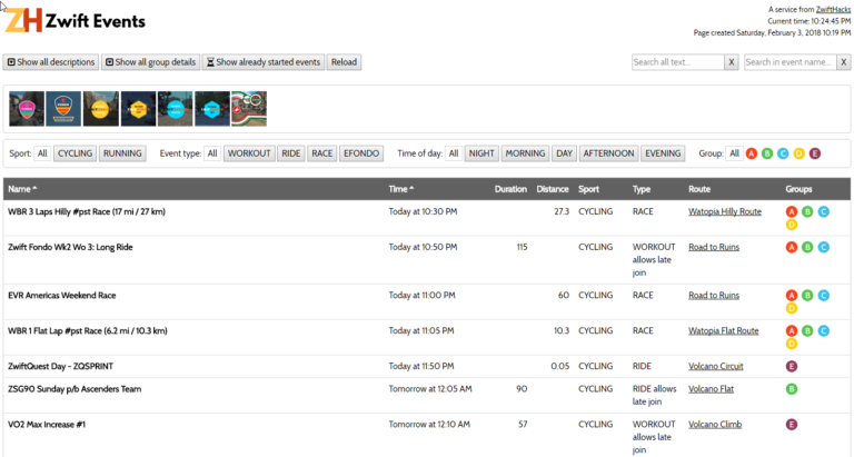 Facelift and features for the event list