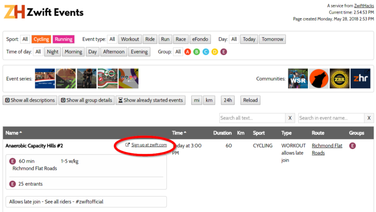 It is easy to sign up for events