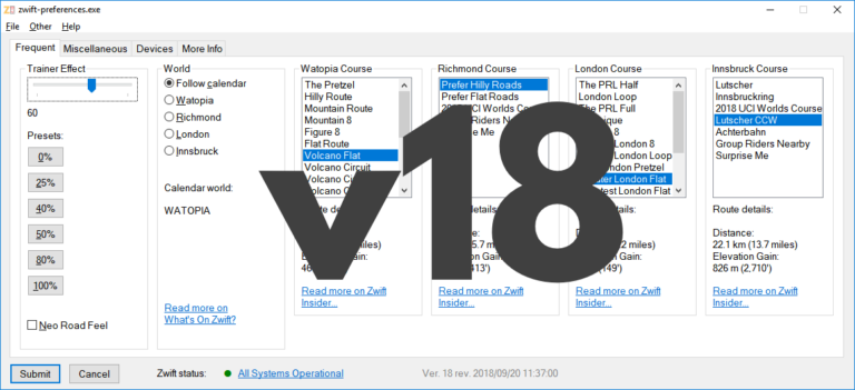 Remember or forget the controllable trainer with v18 of zwift-preferences – the choice is yours