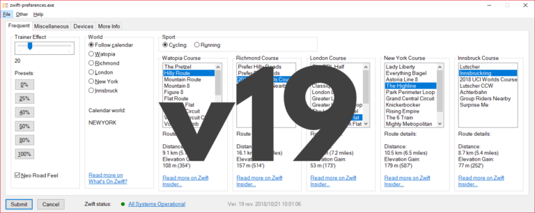 Select any world and route with zwift-preferences v19
