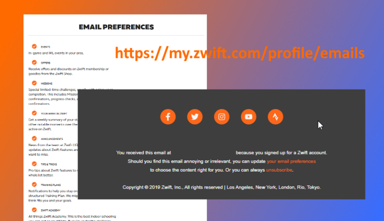 Emails from Zwift? Here is your email preferences page