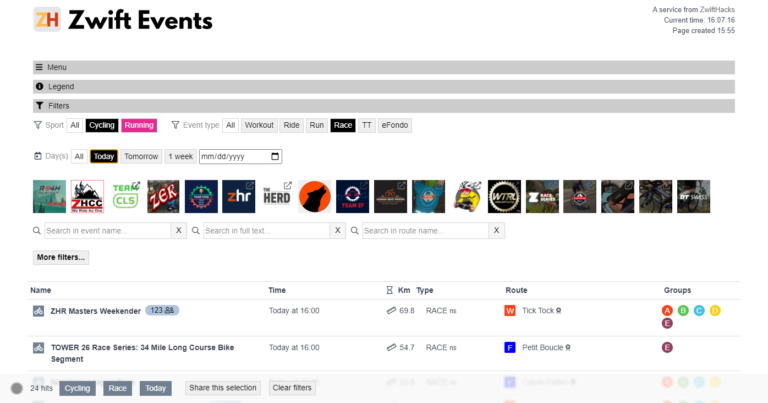 Making the event list easier to navigate