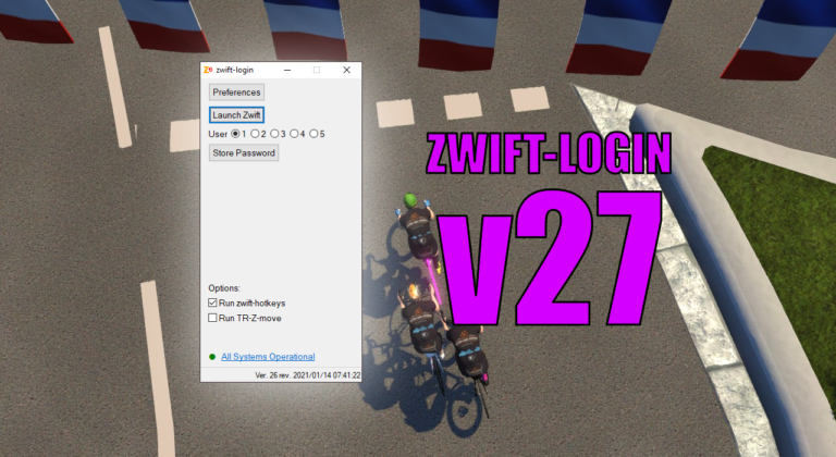 zwift-login v27 – Keyboard shortcuts