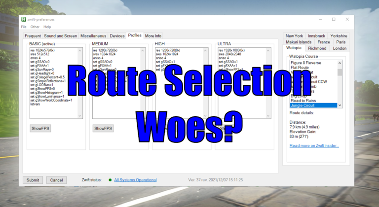 Route selection woes in zwift-preferences / ZwiftPref